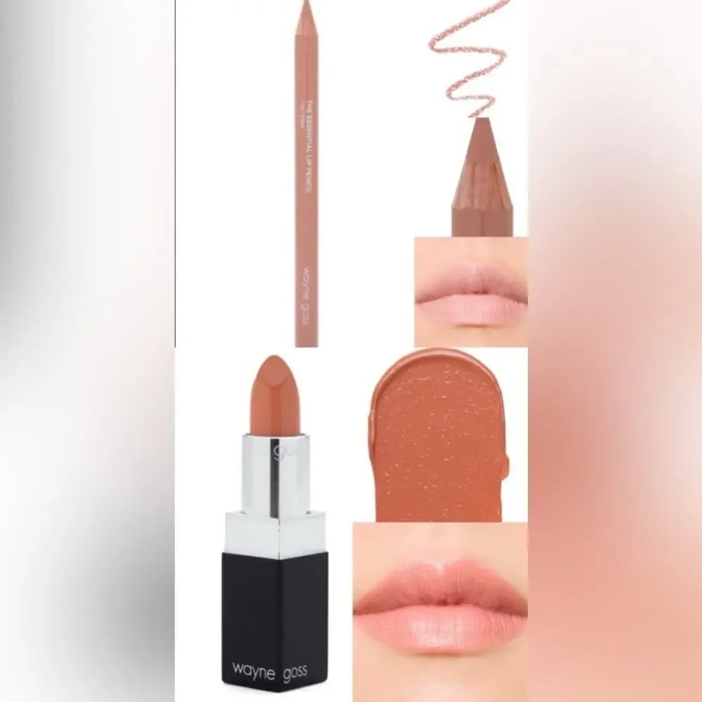 Wayne Goss The Essential Lip Pencil-light Nude‎ & Luxury Cream Lipstick-Cashew